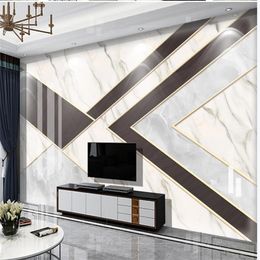 3d stereoscopic wallpaper Marble light luxury geometric wallpapers relief lines TV sofa background wall painting