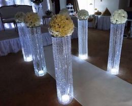 New 120cm 48inch height gold silver Wedding walk way flower stand stage venue arylic crystal column pillar for wedding party decoration