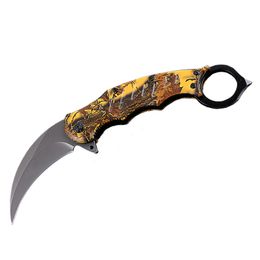 New Karambit Claw Folding Knife 440C 57HRC Titanium Coated Blade Aluminum Handle EDC Pocket Knives H5444