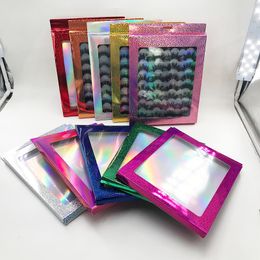 16-pairs soft paper lashes book 10 glittered colors custom private label packaging with 15mm-27mm mink eyelashes