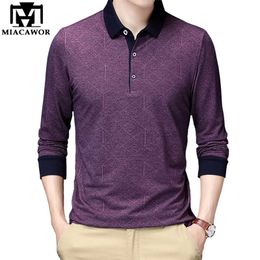 long polo shirts UK - MIACAWOR Spring Brand Polo Shirts Men Solid Color Long Sleeve Slim Fit Boys Korean Casual Tops Tees Men Clothing T950 220124