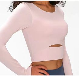 2032 L top long sleeve gym yoga sports crop top womens seamless tshirt fitness woman sport tshirt workout tops for women sportswear