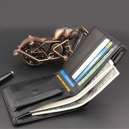 Hot Sale Practical Pocket Coin Bifold Casual Portable Purse Classic Pu Leather Simple Men Wallet Card Holder Gift Slim