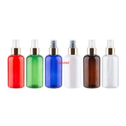 220ml Colored Refillable Plastic Perfume Bottles 220cc Gold Mist Sprayer Pump Container For Cosmetics Empty PET Bottle 12Pcs/lotpls order