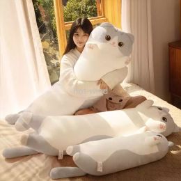 Kawaii 110cm 130cm Soft Cat Doll Giant Fat Girl Sleeping Plush Toy Christmas Gift Holding Long Pillow Clip Leg Decoration EE