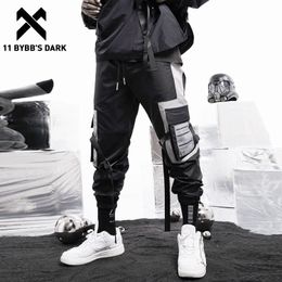 11 BYBB'S DARK Pockets Patchwork Hip Hop Cargo Pants 2020 Harajuku Sweatpants Streetwear Fashion Ribbons Joggers Men Trousers LJ201104