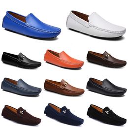 fashions leather doudou men casual driving shoes Breathable soft sole Light Tan blacks navys whites blues silvers yellows greys footwear all-match lazy cross-border