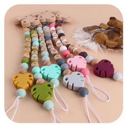 DIY Baby Pacifier Chain Clips Holder Wood Beaded Pacifier Soother Holder Clip Nipple Teether Strap Chain+teething 2pcs/set teether