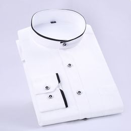 New Fashion Stand Collar Long Sleeve Slim Fit soft comfortable men dress shirts party wedding male tuxedo shirts 201123