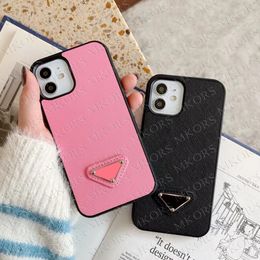 Top Grade Mobile Phone Cases for IPhone 14 14pro 13 12 11 Pro Max X Xs Xr 8 7 Plus Leather Back Shell Case Triangle Label Smartphone Cover IPhone 13pro 12pro 11pro Designer