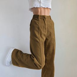 Ladies Casual Vintage Patchwork Corduroy Pants Straight Aesthetic Pink Baggy Trousers Harajuku High Waist Pants Pantalon