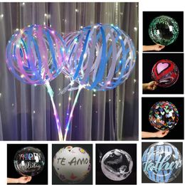 Balloon Strings Lights 20 inch Print Pattern Transparent Balloons Decoration Partys 70cm Pole 3 Metres