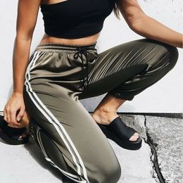 Fashion Women Joggers Casual Loose Side Striped Long Pants Sweatpants Trousers Leggings Sweat Wear Plus Size M-XL 201111