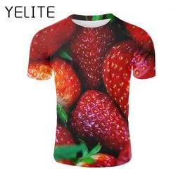 Men's T-Shirts YELITE Strawberry T Shirt Fresh Fruit T-shirt 3d Printed Tshirt Summer Men Casual Clothes Funny Short Sleeve Fitness Tops Tee