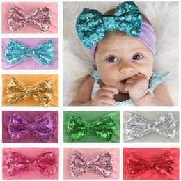 Baby Sequins Headwrap Glitter Hair Headdress Bow Newborn Headband Nylon Infant Girls Hairband Elastic Hair Accessories 8 Designs