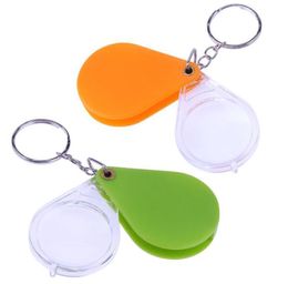 Optical Instruments 10X Magnifying Glass Folding Magnifier Handheld Glass Lens Plastic Portable Keychain Loupe Green Orange SN4835