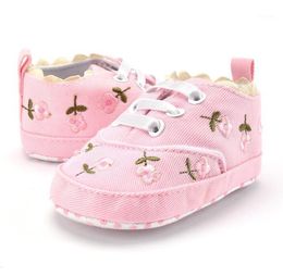 First Walkers Arrivals Infant Toddler Canvas Shoes Soft Bottom With Flower Embroidered Baby Boys Girls Sneakers Walker