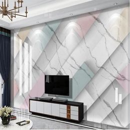 Beautiful 3d murals wallpaper for living room modern minimalist geometric marble wallpapers white background wall