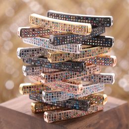 micro copper tube UK - Fast Dispatch Bracelet DIY Handmade Micro Pave Charms Multi Color CZ Copper Tube Bar for Jewelry Making