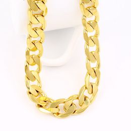 Statement Jewellery Solid 18k Yellow Gold Filled Mens Curb Necklace Chain 24"