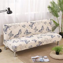 Printing butterfly Sofa Bed Cover Folding seat slipcovers Modern stretch covers cheap Armless Couch Protector Towel wrap bench LJ201216