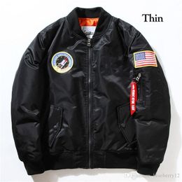 Fall-Flight Pilot Jacket Coat Bomber Ma1 Men Bomber Jackets Nasa Embroidery Baseball  Coats M-XXL