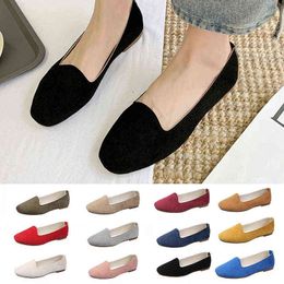 Dress Shoes Plus Size 35-43 Vrouwen Flats Candy Kleur Slip Op Platte Schoenen Vrouw Loafers Faux Suede Comfortabele Schoenen Ondiepe zapatos Mujer 220309