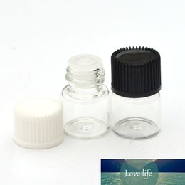Fast Shipping 100pcs 1ml Small Clear Glass Bottle with Orifice Reducer and Cap Mini Essential Oil 1/4 Dram Bottle