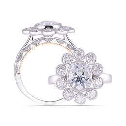 Transgems 14K 585 White Gold Center 2ct 7*9mm F Color Flower Shape Moissanite Vintage Engagement Ring for Women Fine Jewelry Y200620