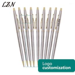 Ballpoint Pens LZN Free Customlized Name/Date/Text For Your Wedding With Rotating Silver Gold Metal Pen AS Exquisite Gifts Guests