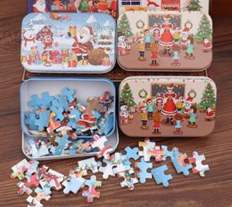 Christmas Wooden Jigsaw Puzzle Kids Toy Santa Claus Jigsaw Xmas Children Early Educational DIY Jigsaw Kids Christmas Baby Gifts SN1719