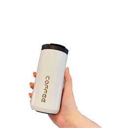 Creative coffee Cup outdoor portable double-layer leak-proof thermos for young men and women Coffee Mugs Fashion Web celebrity Cups V5