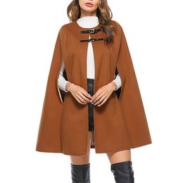 Autumn Winter cape femme Lady Womens Warm Solid Colort Bats Cape Coat Jacket Cardigan Outerwear poncho capas de mujer CD 201214