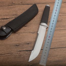 1Pcs High Quality 18H Survival Straight knife VG1 Satin Drop Point Bade Outdoor hunting knives With Leather Sheath