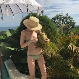 Aldult Summer Flat Top Straw Hat Beach Casual Panama Solid Colour Sun Hat Manual Weave Loose Shade Cap 2022 New Headdress G220301