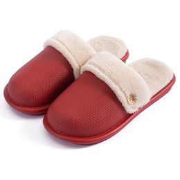 Unsex Waterproof Cotton Plush Slippers Women's Winter Home Indoor Warmth Non-Slip Soft Thick Sole Men Outdoor Wear Shoes Y1124