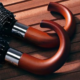 New Arrival Brand Male Umbrella 10K Windproof Wooden Handle Large Men Umbrellas Rain Quality Classic Business Paraguas 201104