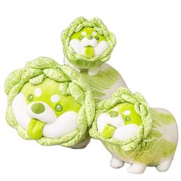 Cute Vegetable Fairy Plush Toys Japanese Cabbage Dog Fluffy Soft Shiba Inu Pillow Stuffed Animals Doll for Kids Baby Girls Gifts 220222