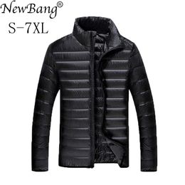 NewBang Plus 5XL 6XL 7XL Duck Down Jacket Men's Feather Ultralight Down Jacket For Men Park Outwear With Carry Bag Overcoat 201023