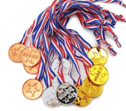 Gold Silver Bronze Award Medals with Ribbon Plastic Winner Medals for Kids Children's Events Classrooms School Games and Sports