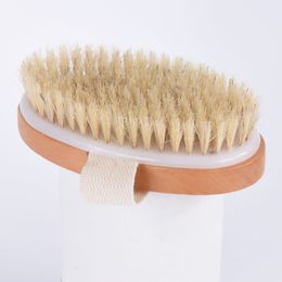 Without Handle Bath Brush Dry Skin Body Soft Natural Bristle SPA The Wooden Shower Brushs HH6618SY