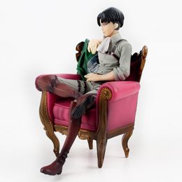 13cm Anime Attack on Titan Levi Rival Sofa Solider Levi Sleeping Chair Ver. PVC Action Figure Model Toy Gift