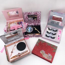 Lashes Book with Eyeliner Eyelashs Tweezers and GLue New Trend Package with Mirror Beauty Cute Packing Magnetic Case