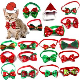 17 styles hot sale Cat and dog Christmas decoration necklace suit new Christmas hat suit with cat and dog bow tie