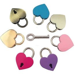 Vintage Style Mini Alloy love padlock archaize Peach Heart lock Travel Handbag Suitcase Notebook stationery padlock T9I001123