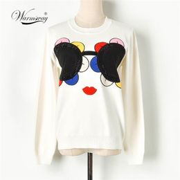 Streetwear Sun Flower Sweater Pull Femme Sunglass Glitter Stone Well Made Blusas De Inverno Feminina Pullover C-328 201130