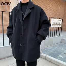Business Fashion Casual Men Warm Thicken winter Wool Trench Woollen coat Slim Windbreaker Long Jacket Outwear Plus Size M-2XL