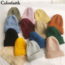 Colorfaith New Autumn Winter Women's Hats Beanie Knitted Hat Warm Pretty Fashionable Vintage Elegant Ladies Cap H813 Y201024