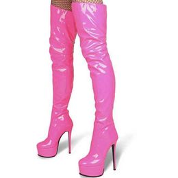 Spring Autumn New Sexy Ladies Over-the-knee High Boots Fashion Zipper Waterproof Platform Stiletto High Heel Catwalk Long Boots