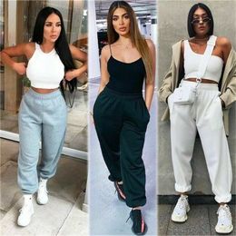 New Women Jogging Harem Pants Casual Fashion Hip Hop Dance Sport Running Sweatpants Jogger Baggy Trousers Black/Gray/White 201118